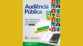 A imagem é um cartaz informativo sobre uma audiência pública para a elaboração das metas naciona...