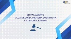 A imagem é uma arte institucional do TRE-MT que divulga a abertura de edital para preenchimento ...