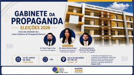 Arte institucional do Tribunal Regional Eleitoral de Mato Grosso (TRE-MT) anunciando o início da...