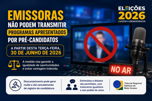 Emissoras não podem transmitir programas apresentados por pré-candidatos a partir desta terça-fe...