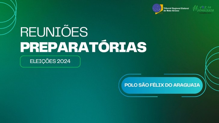 Foto:NaraAssis/Ascom/TRE-Reunião Preparatória São Felix - 04.07.2024 #PraTodosVerem: Imagem com fundo em tons de verde escuro e claro e detalhes em espiral nas later...