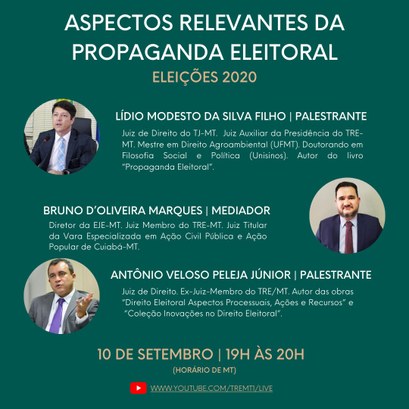 A live  é realizada pela Escola Judiciária Eleitoral e será transmitida no canal oficial do TRE-...