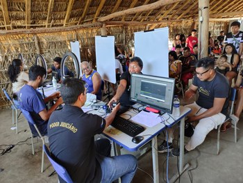 Mutirão eleitoral reverte cobertura biométrica de 17% para 86%  na Aldeia Urubu Branco