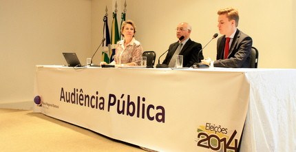 Audiência Pública realizada pelo TRE-MT, da esquerda para a direita: Corregedora Eleitoral Desem...