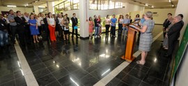 Desembargadora Maria Helena Póvoas durante inauguração do novo Data Center - Foto: Alair Ribeiro...