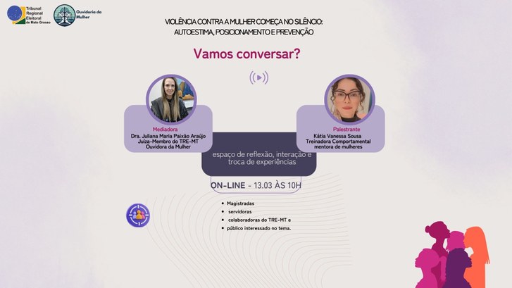 TRE-MT debate prevenção à violência contra a mulher em evento virtual