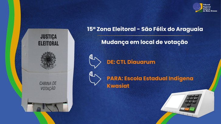 TRE-MT MUDANCA EM LOCAL DE VOTACAO - SAO FELIX DO ARAGUAIA TRE-MT MUDANCA EM LOCAL DE VOTACAO - SAO FELIX DO ARAGUAIA