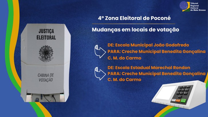 TRE-MT MUDANCAS EM LOCAIS DE VOTACAO DE POCONE TRE-MT MUDANCAS EM LOCAIS DE VOTACAO DE POCONE