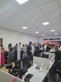 Estudantes puderam conhecer a estrutura e o funcionamento da Justiça Eleitoral, com ênfase nos s...