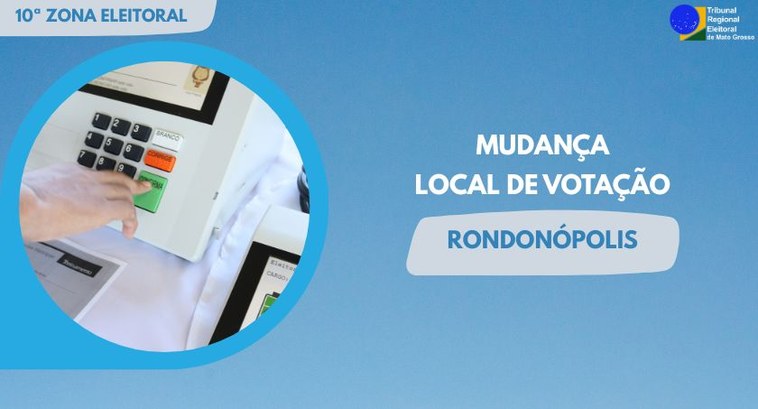 Eleitorado de Rondonópolis: Sessões eleitorais da escola Alfredo Marien são transferidas para Sagrado Coração de Jesus #DescriçãodaImagem: A imagem com fundo azul contém uma foto circular de uma urna eletrônica com...