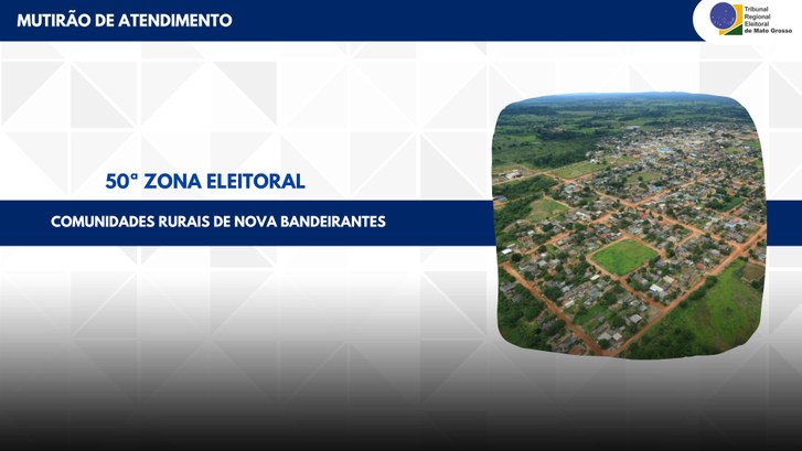 Nova Bandeirantes recebe circuito de mutirões em comunidades e assentamentos rurais #PraTodosVerem: com fundo triangular cinza e branco, na parte superior tem uma faixa azul em que...