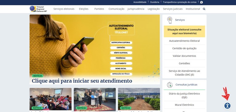 Ícone da ferramenta Rybená para acesso aos recursos de acessibilidade do portal