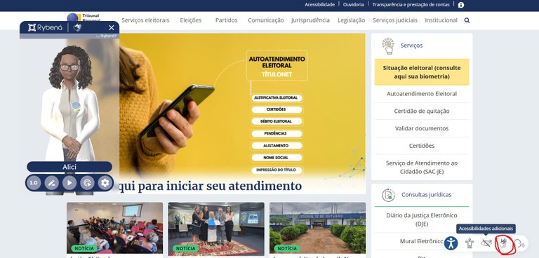 Ícone da Rybená com opção de tradução em Libras