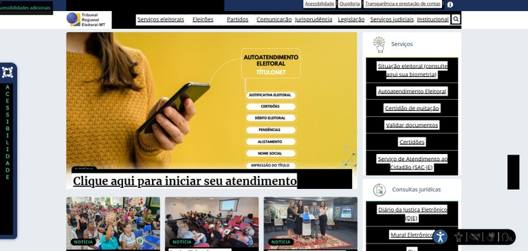 Exemplo de uso do contraste escuro no portal por meio da Rybená