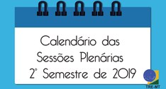 calendário das sessões plenárias para o segundo semestre de 2019