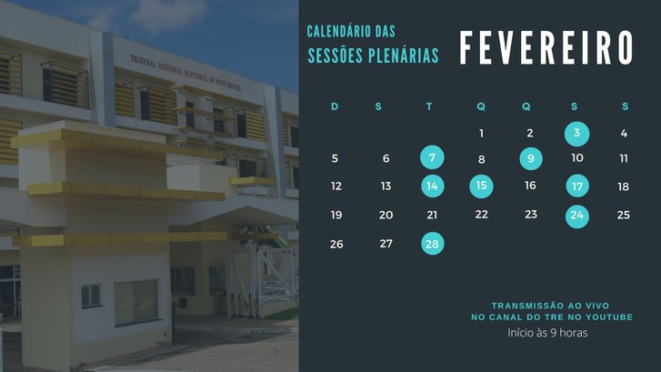 TRE-MT CALENDÁRIO SESSÕES DE FEVEREIRO 2023