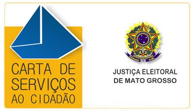 Imagem de Carta de Serviços do TRE-MT com desenho de carta azul acima dos dizeres "carta de serv...
