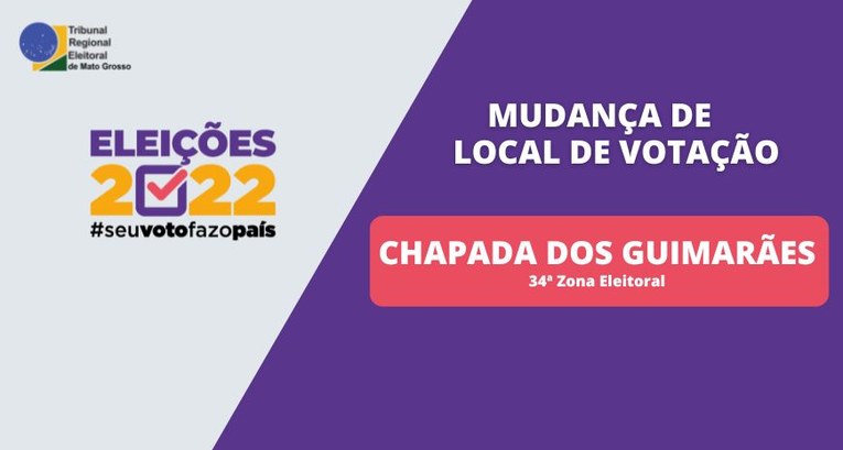 TRE-MT MUDANÇA DE LOCAL DE VOTAÇÃO - CHAPADA DOS GUIMARÃES TRE-MT MUDANÇA DE LOCAL DE VOTAÇÃO - CHAPADA DOS GUIMARÃES