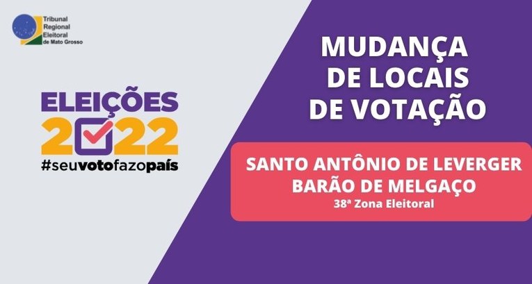 TRE-MT MUDANÇA EM LOCAIS DE VOTAÇÃO - BARÃO DE MELGAÇO E SANTO ANTÔNIO