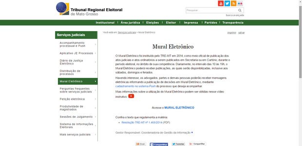 Mural Eletrônico do Tribunal Regional Eleitoral de Mato Grosso