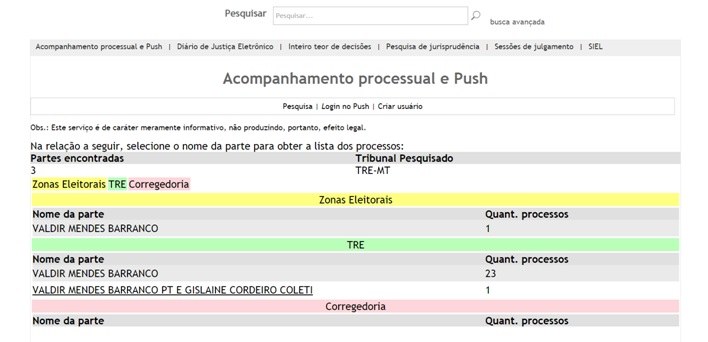 TRE-MT Processo andamento Processo em andamento