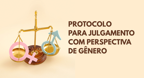 imagem com fundo beje com uma balança de medição com símbolos masculinos e femininos e os dizere...