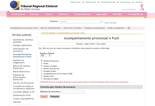 TRE-MT Push Ferramenta serviços judiciais