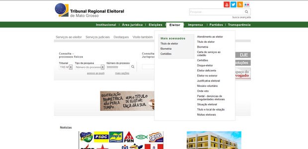 TRE-MT Tela de serviços ao eleitor 12.02.2016 Tela de serviços ao eleitor.